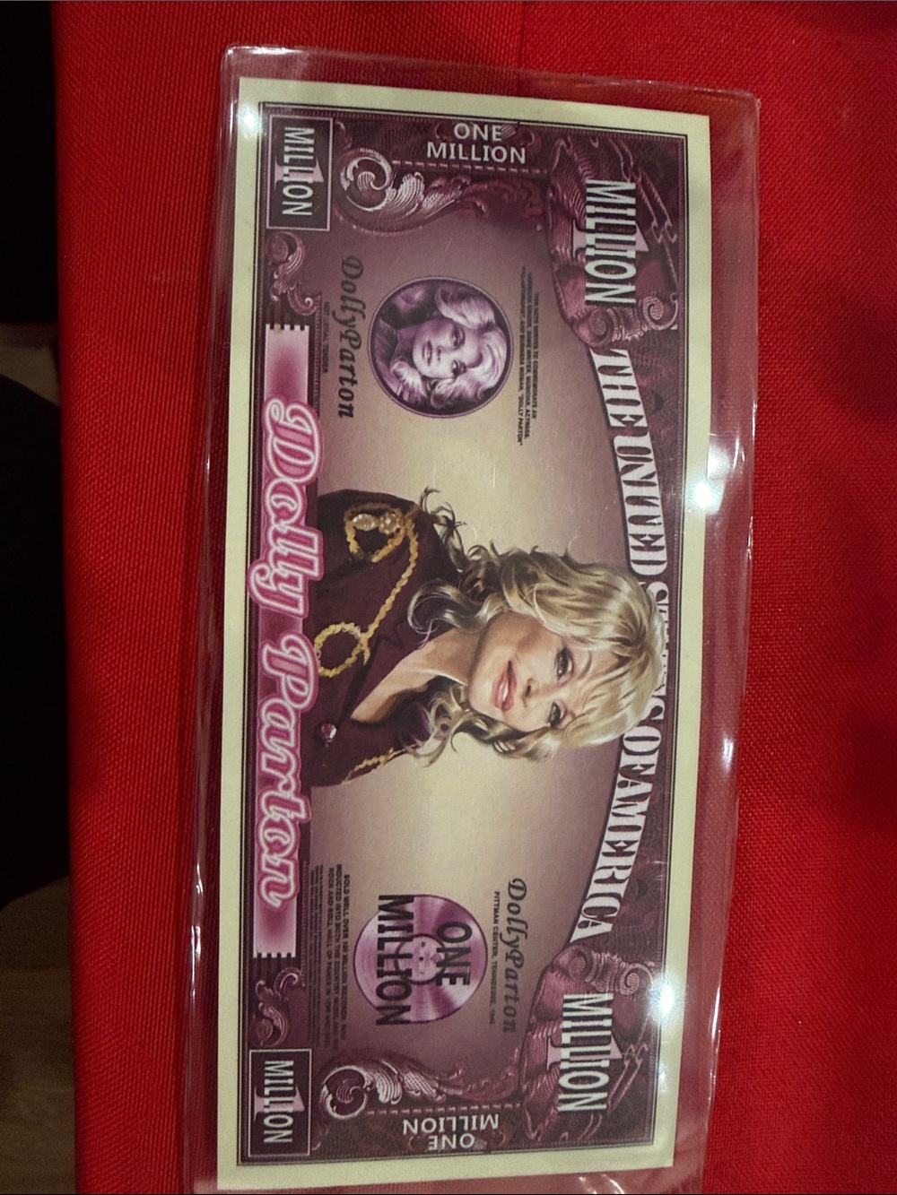 Dolly Parton Novelty One Million Bill - Pink